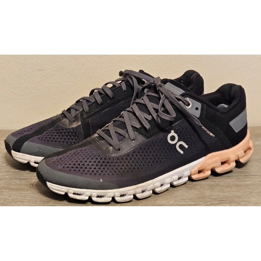 On Cloud X Women Running Shoes Black Asphalt Peach Size US 8 EU 39